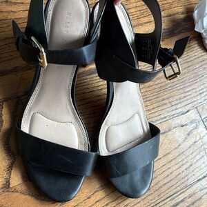 Kelly & Katie Black Sandals with Gold Buckle